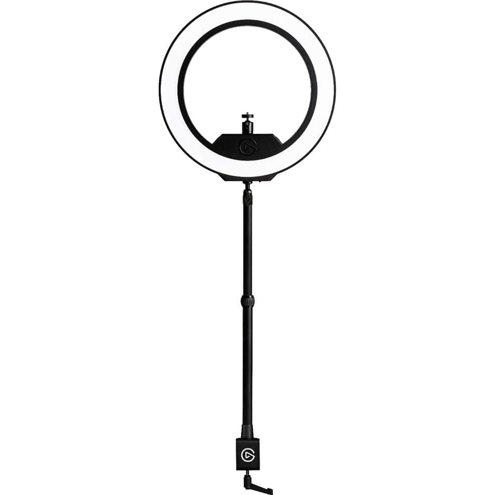 A Black Ring Light With A White Background