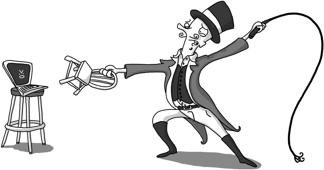 Ringmaster_with_ Whip_and_ Laptop PNG