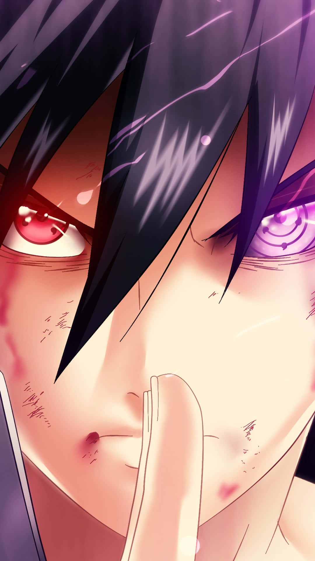 A Character With Purple Eyes And Black Hair Wallpaper