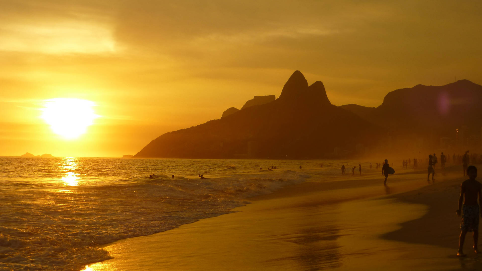 La Spiaggia Di Ipanema A Rio De Janeiro Sfondo