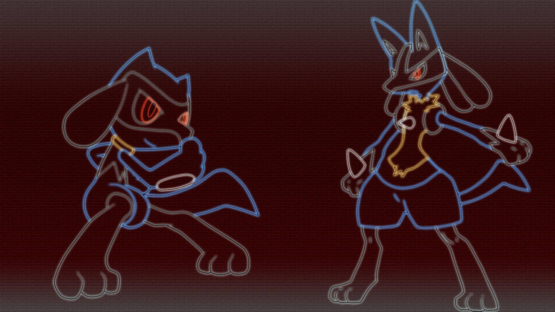Riolu And Lucario Outlines Wallpaper