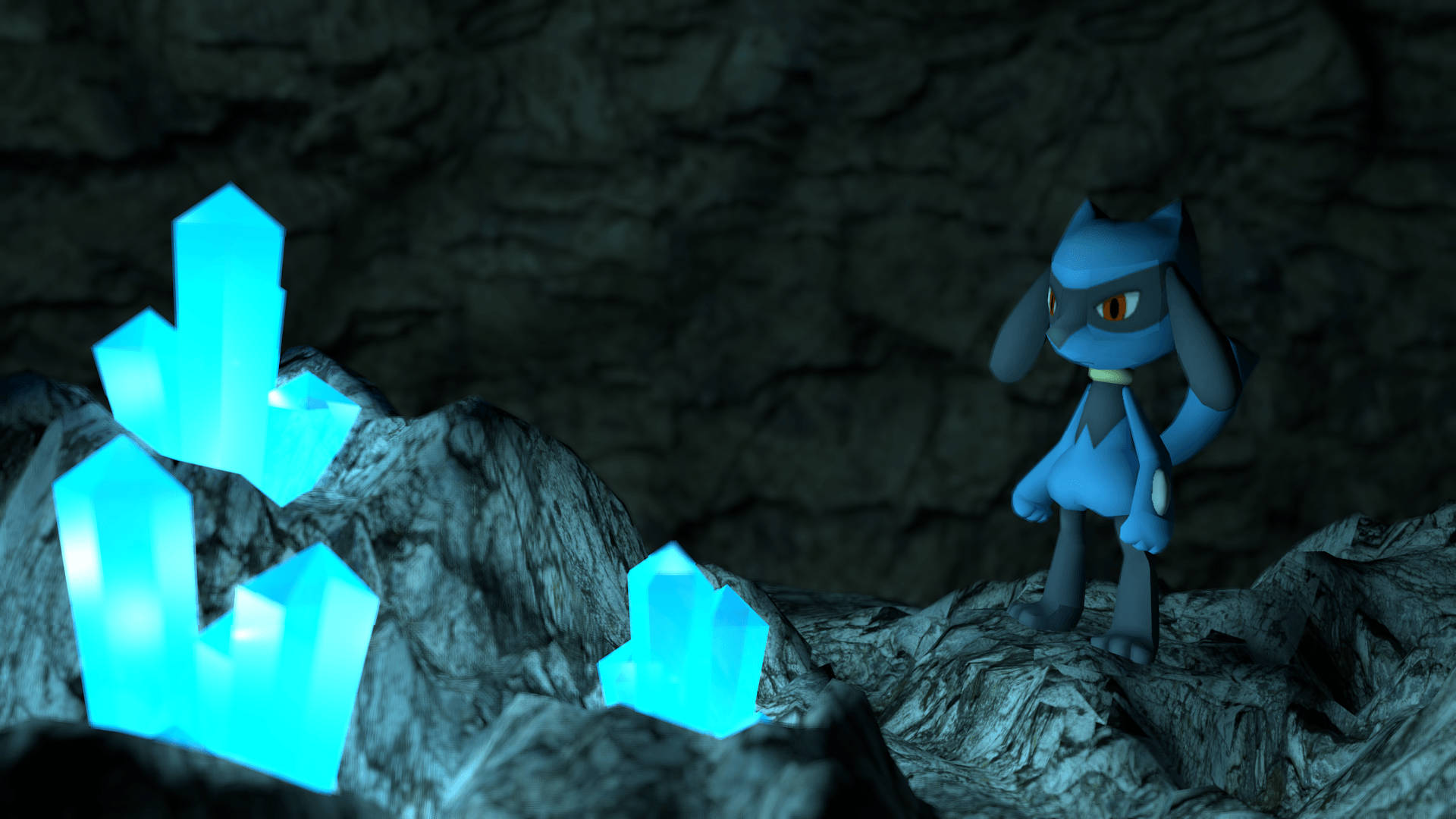 Riolu In Crystal Cave Background