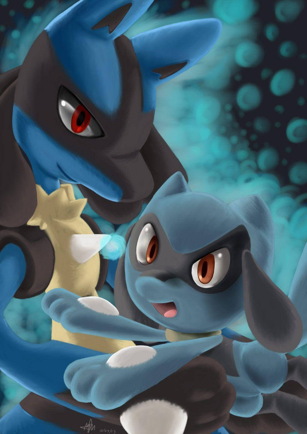 Riolu With Big Brother Lucario Background