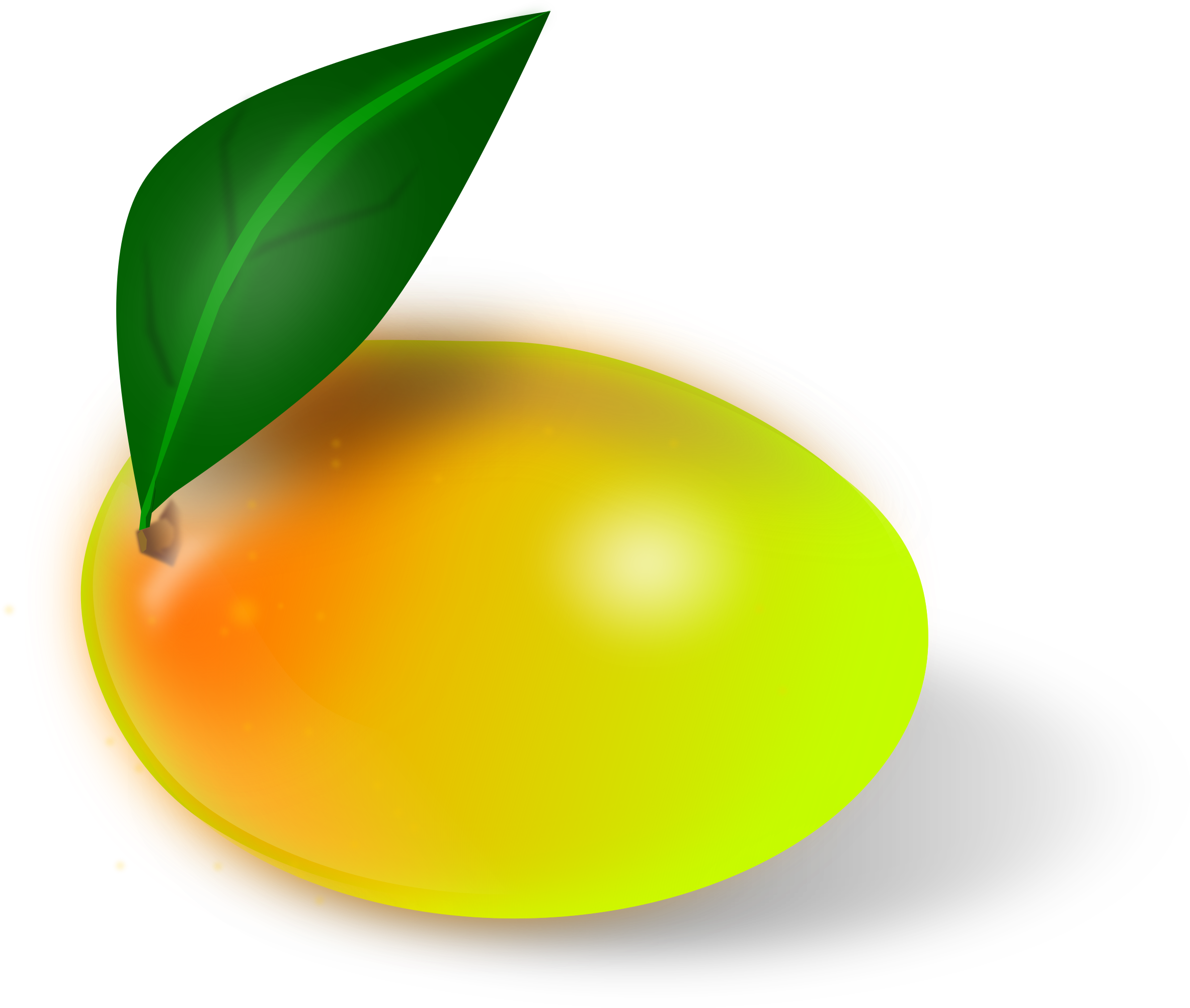 Ripe Mango With Leaf PNG