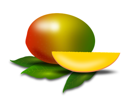 Ripe Mangowith Sliceon Black Background PNG