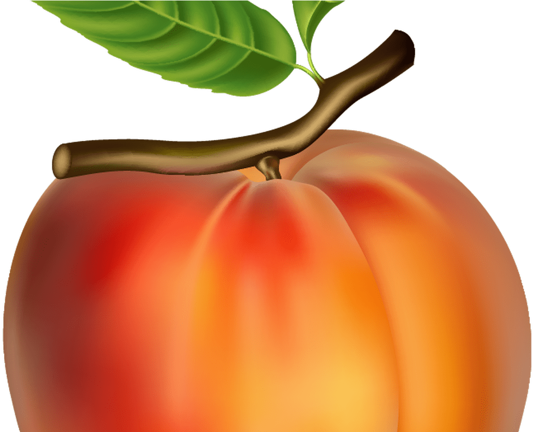 Ripe Peach With Leaf PNG