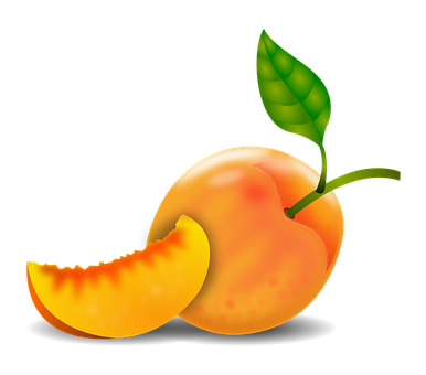Ripe Peach With Slice Illustration PNG