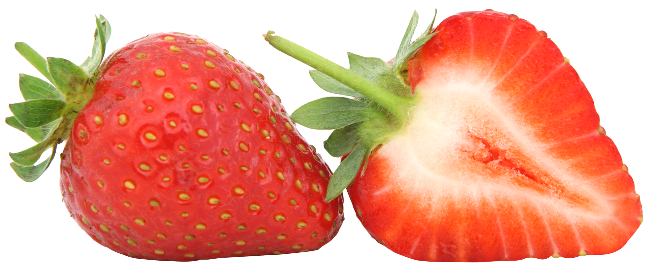 Ripe Strawberryand Cross Section PNG