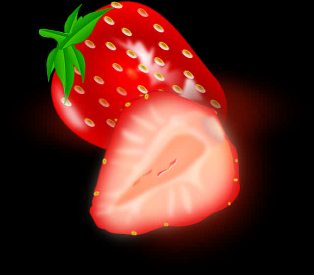 Ripe Strawberryand Slice Illustration PNG