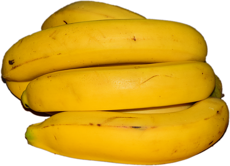 Ripe Yellow Bananas Black Background PNG