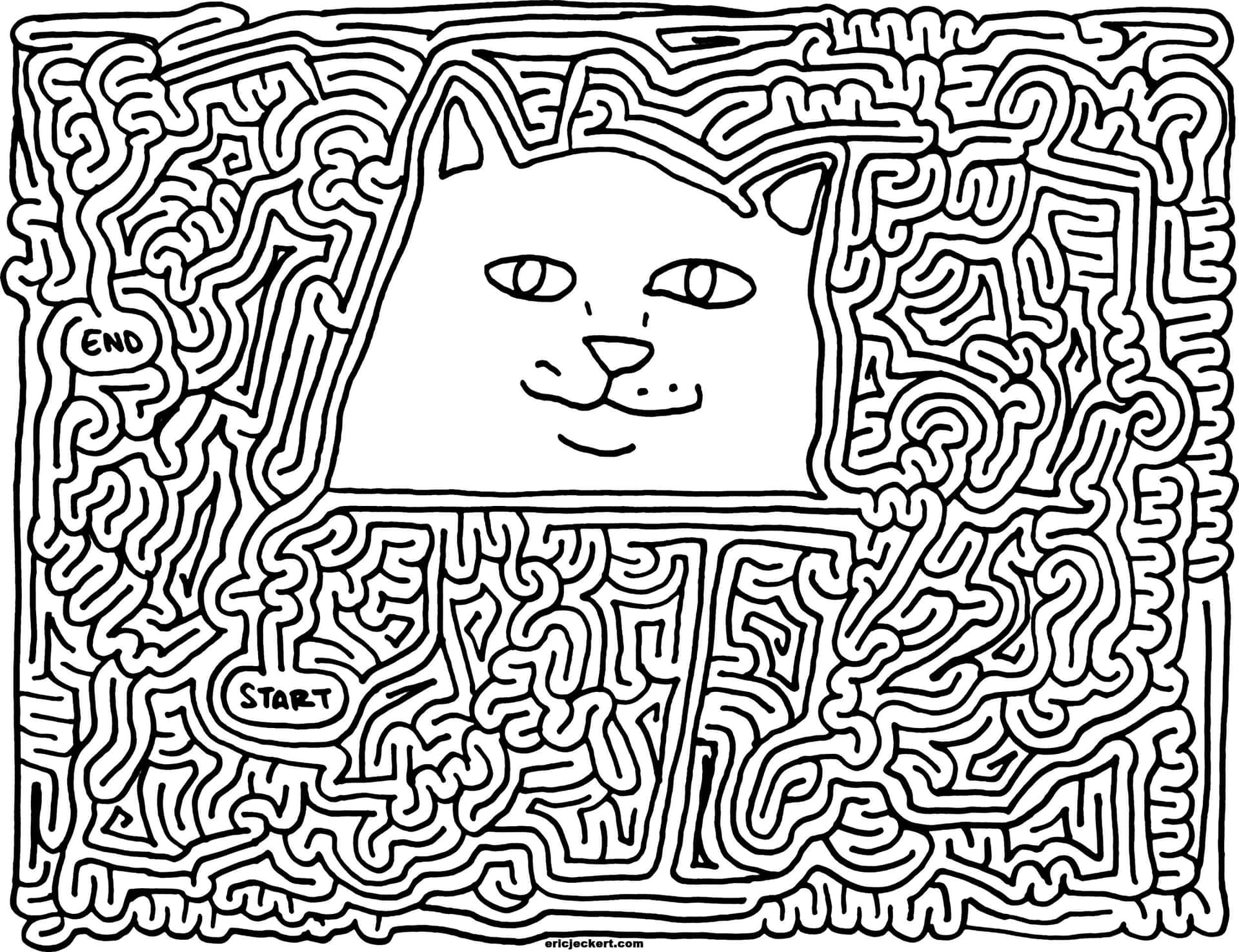 Einekatze In Einem Labyrinth Mit Einem Labyrinth. Wallpaper