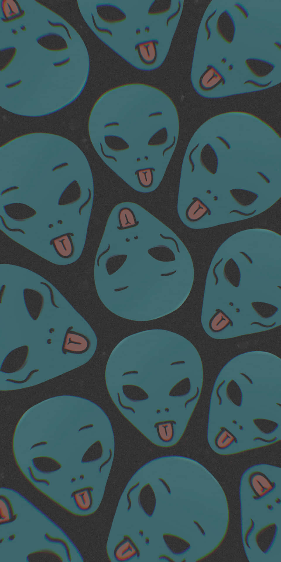 Aliens med tunger på en sort baggrund Wallpaper