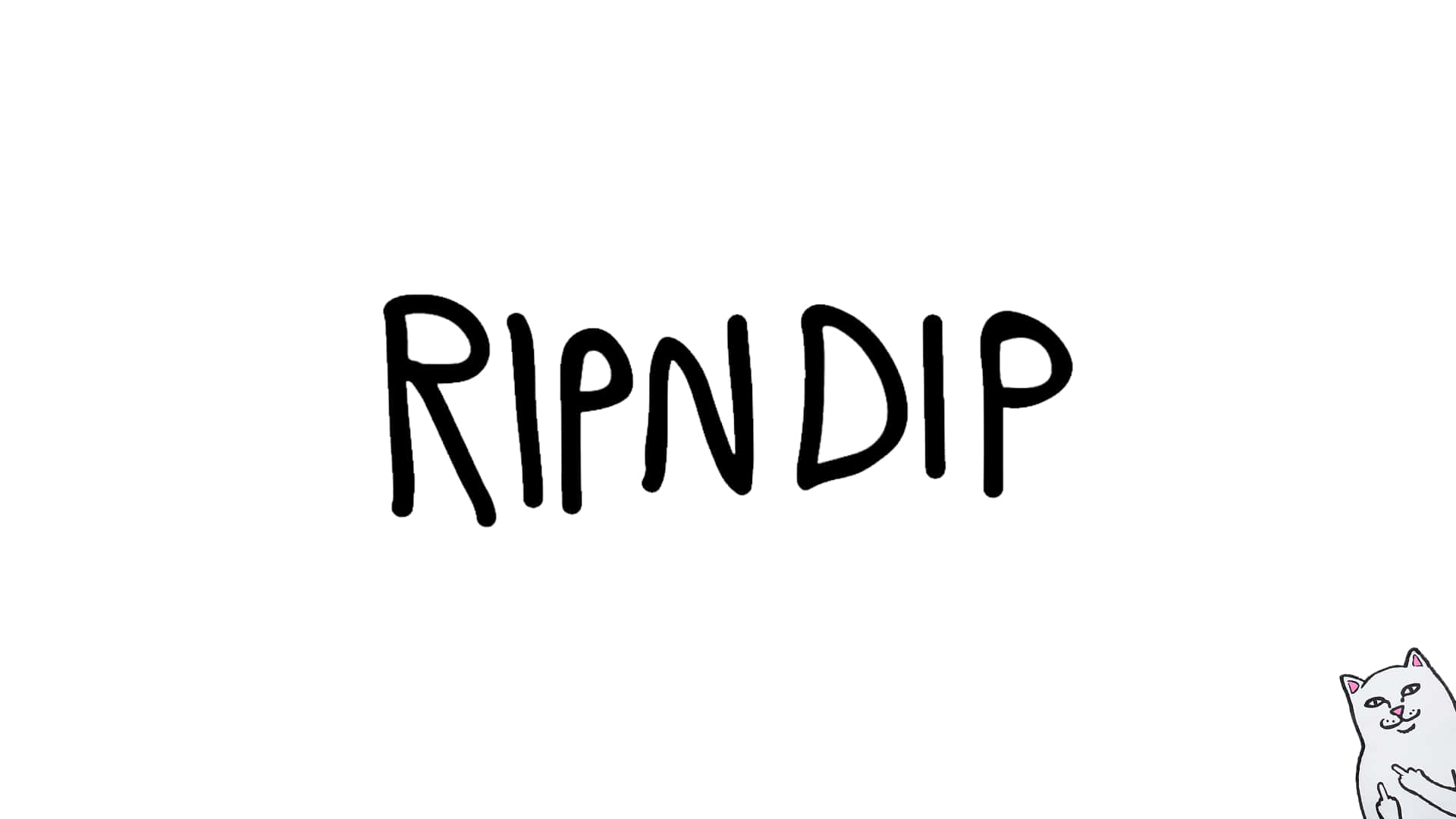 Rippe Dip - En kat med det ord rippe i sorte bogstaver på en hvid baggrund Wallpaper