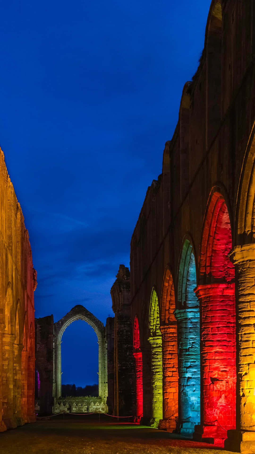 Ripon Cathedral Ruins Colorful Night Lights Wallpaper