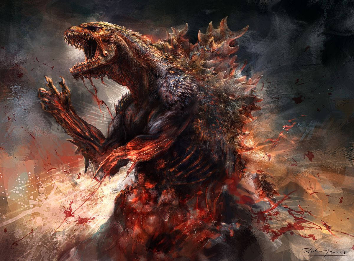 Ripped Monster Godzilla Background