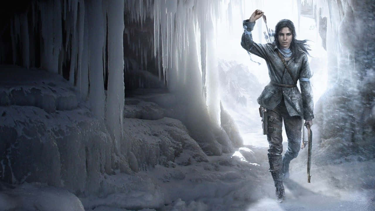 Rise Of Tomb Raider Lara On Ice Cave Wallpaper