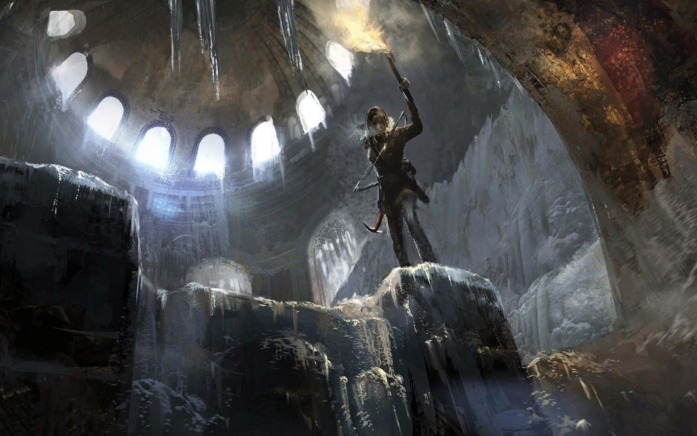 Uppstigningav Tomb Raider - Lara Inuti En Isig Kupol. Wallpaper