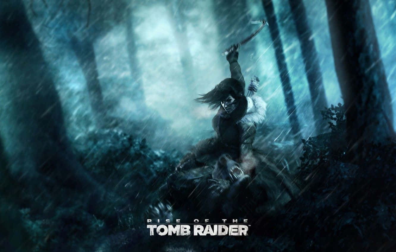 Rise Of Tomb Raider Lara Killing Monster Wallpaper