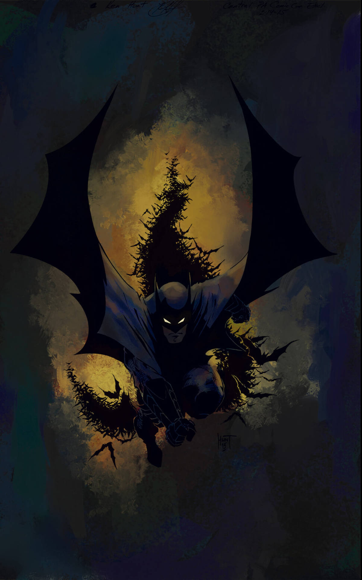 Elevándosedesde La Oscuridad: Arte De Batman Para Tu Teléfono. Fondo de pantalla