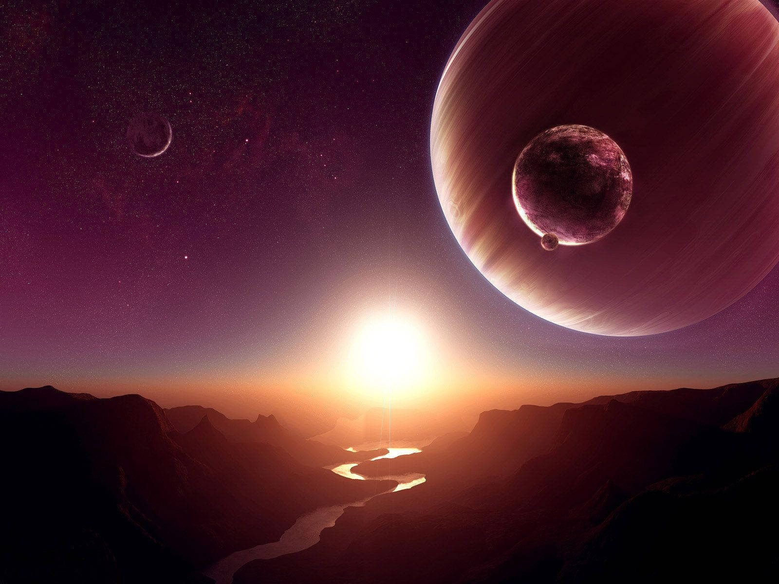 Rising Sun In Alien Planet Wallpaper