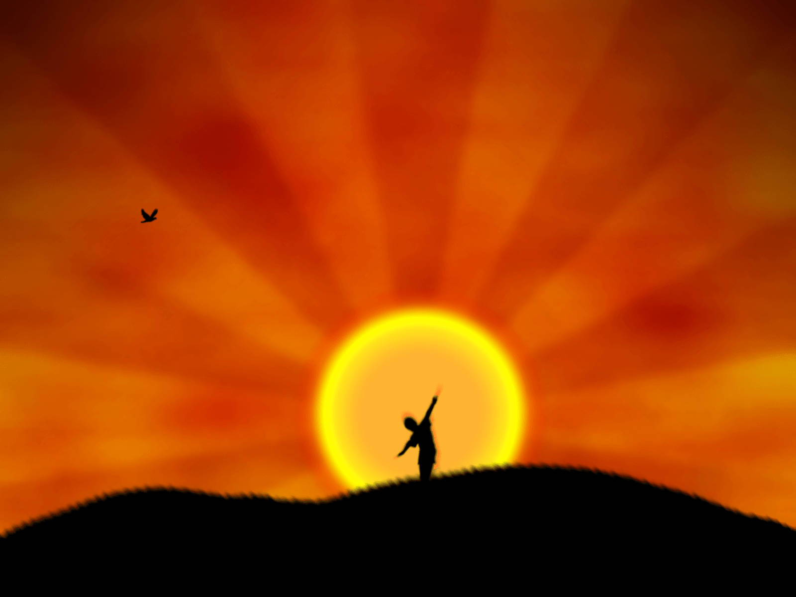 Rising Sun With Child Wallpaper