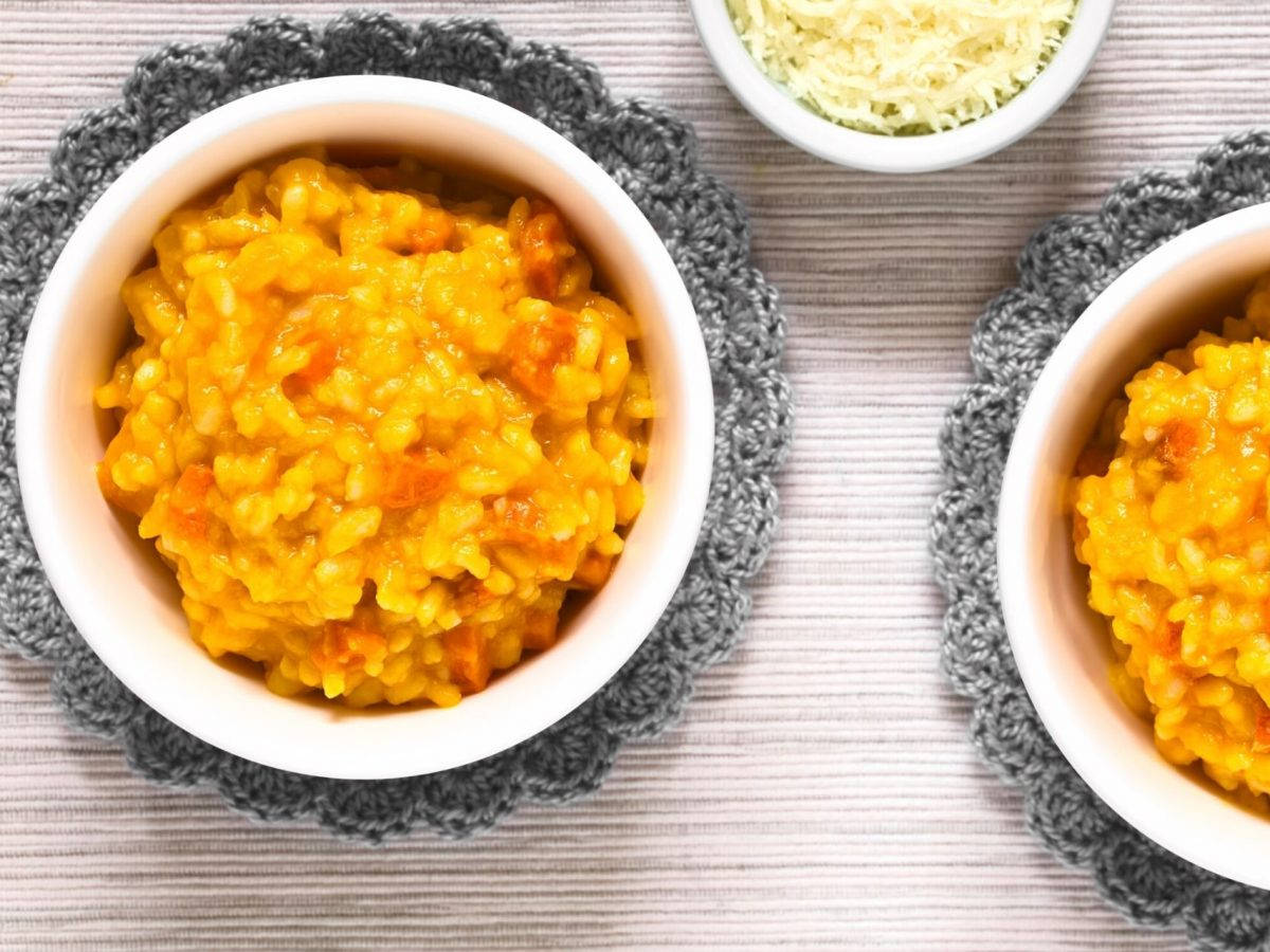Freshly Prepared Carrot Cheese Risotto Wallpaper
