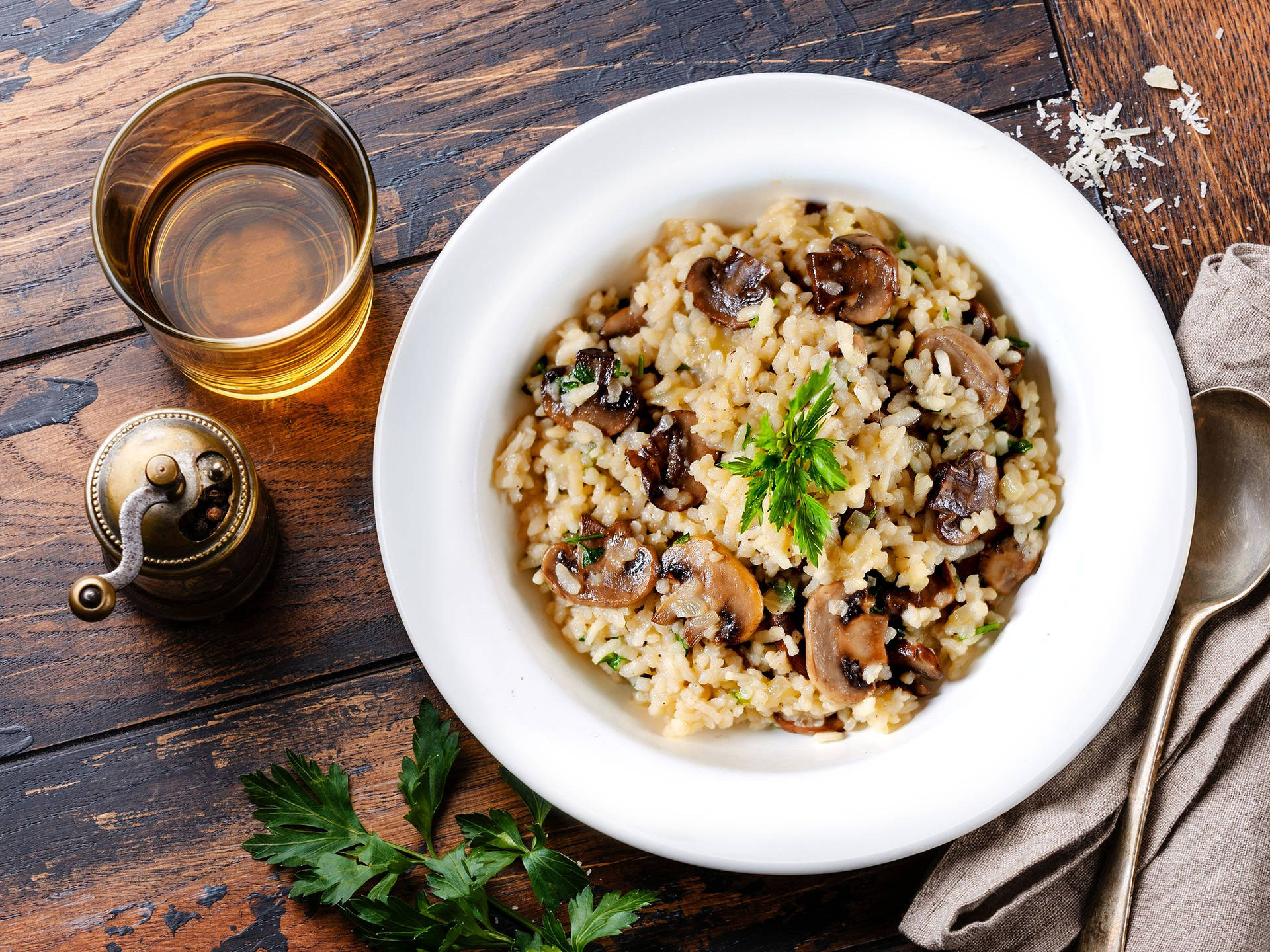 Flavorful Mushroom Risotto Plate Wallpaper