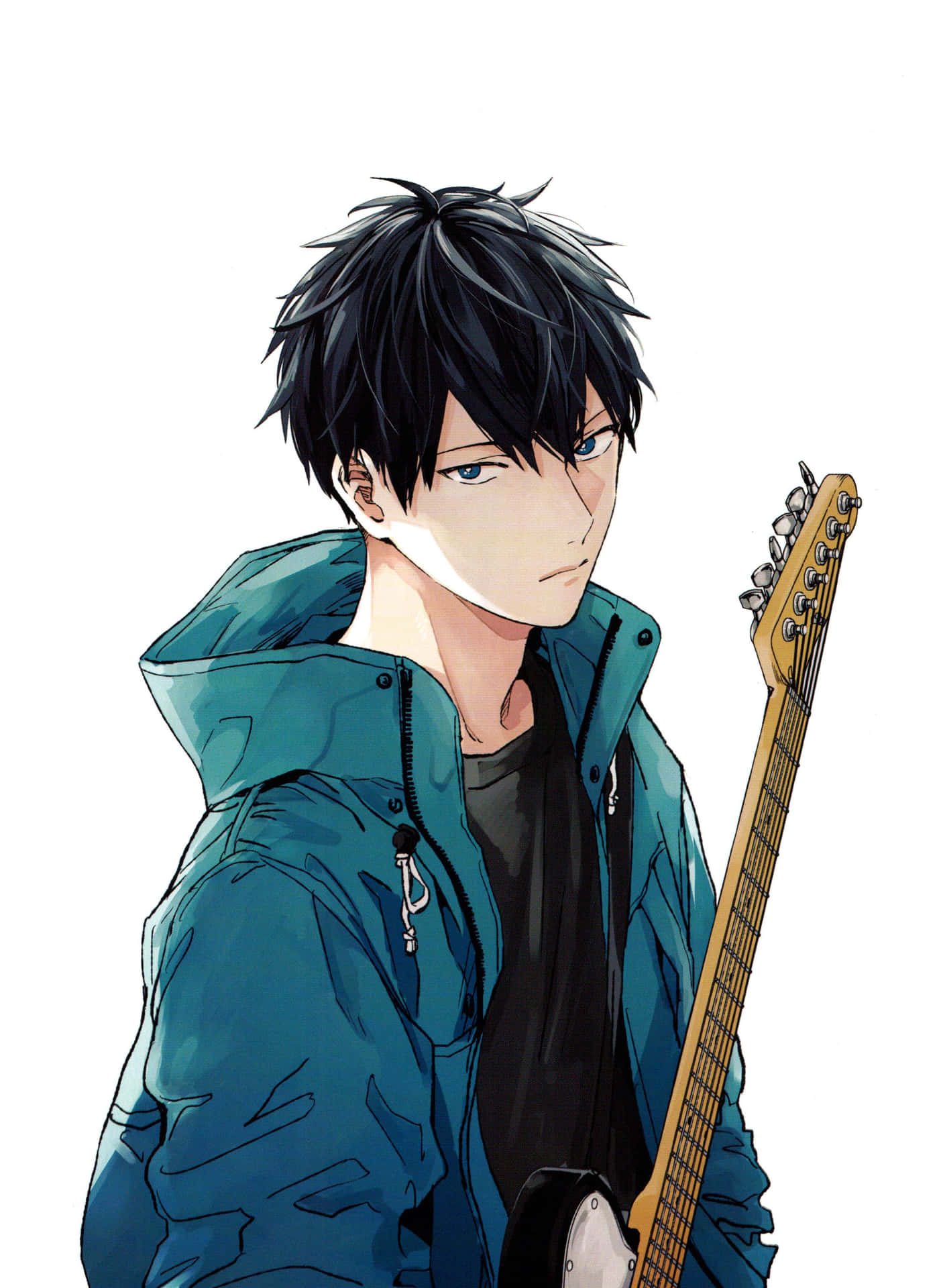 Ritsuka Uenoyama Pensively Playing Guitar Wallpaper