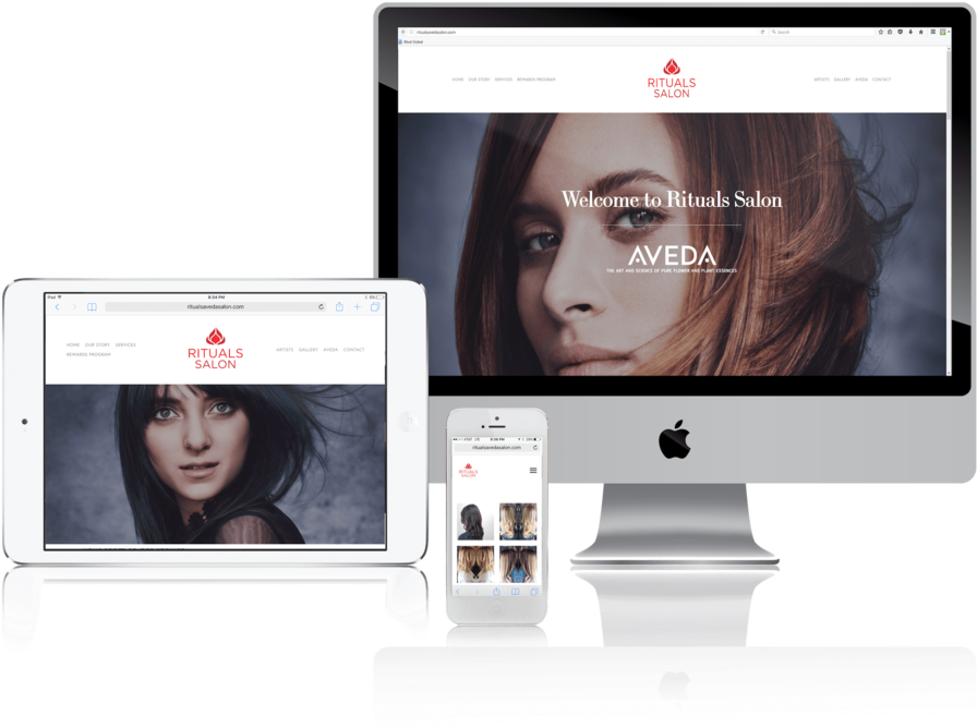 Rituals Salon Responsive Website Mockup PNG