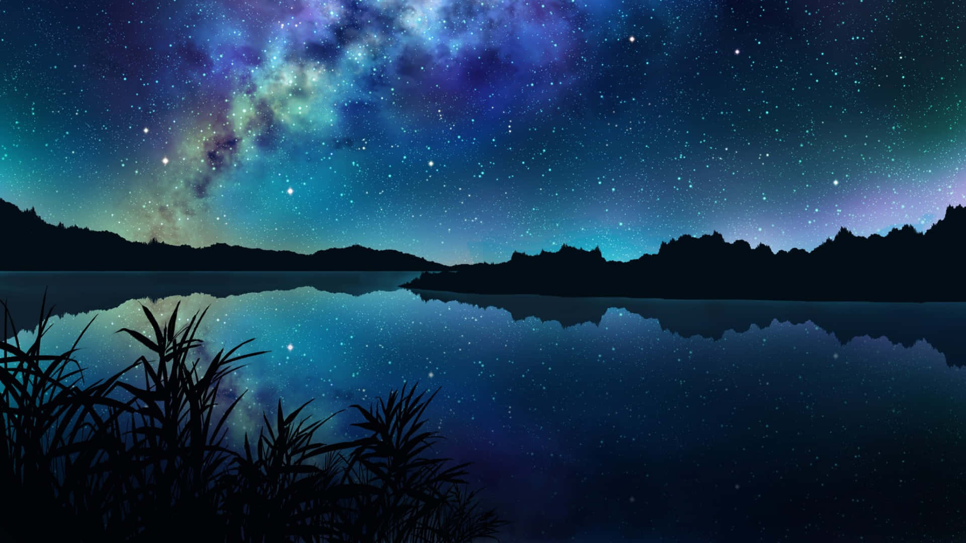 Flussaurora Nachthimmel Naturfotografie Wallpaper