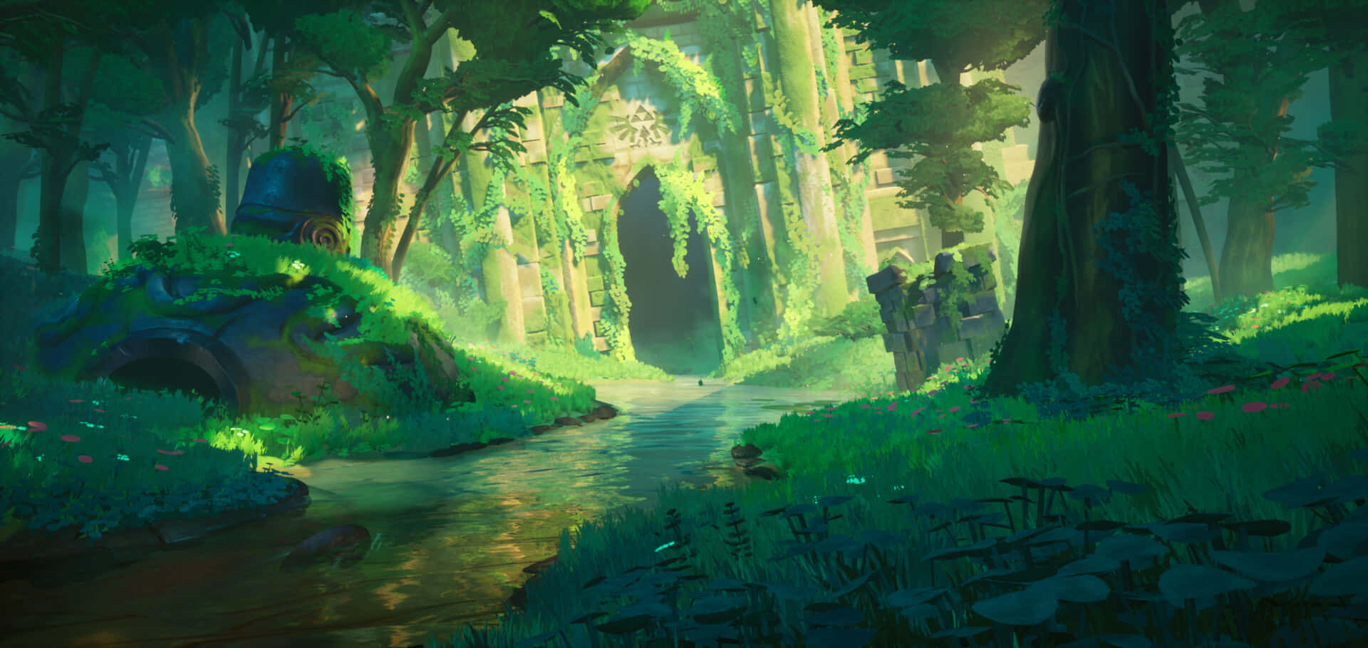 River Mystifying Forest Nature Digital Art Wallpaper