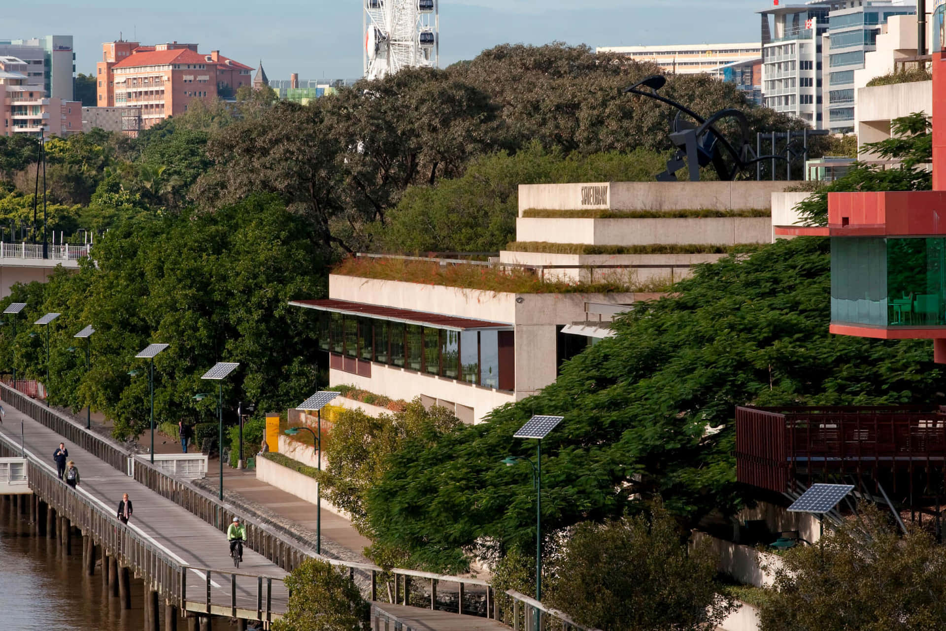 Riverside Promenadeand Urban Architecture Wallpaper