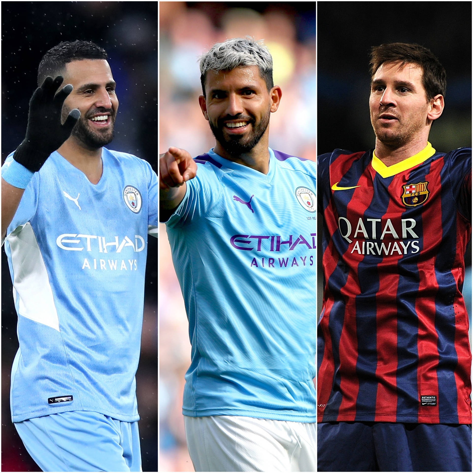 Riyadmahrez, Aguero, Messi. Fondo de pantalla