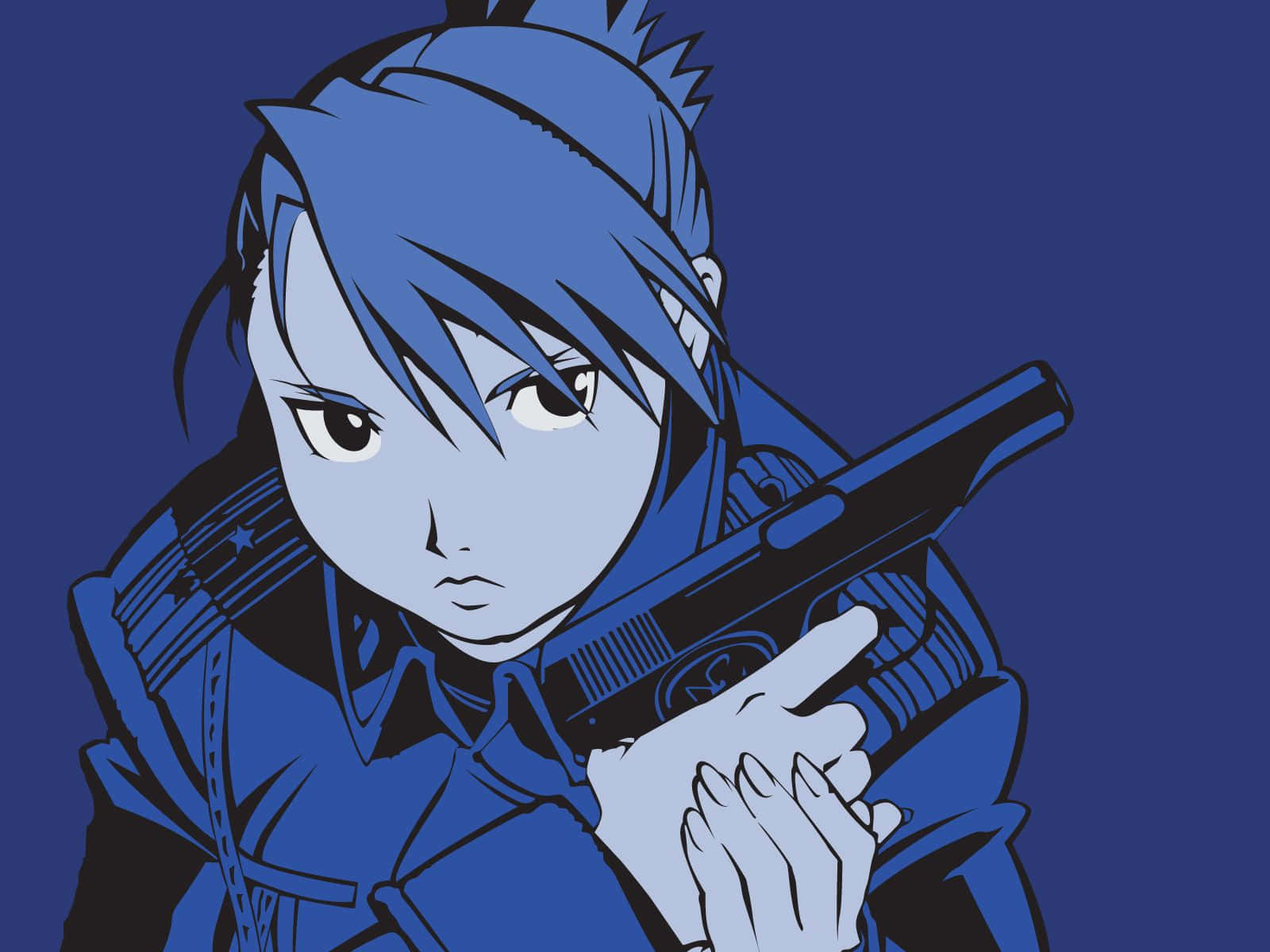 Riza Hawkeye in a focused stance Wallpaper