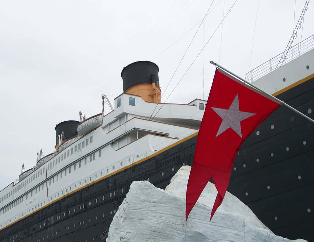 Rms Titanic Museum With Flag Background