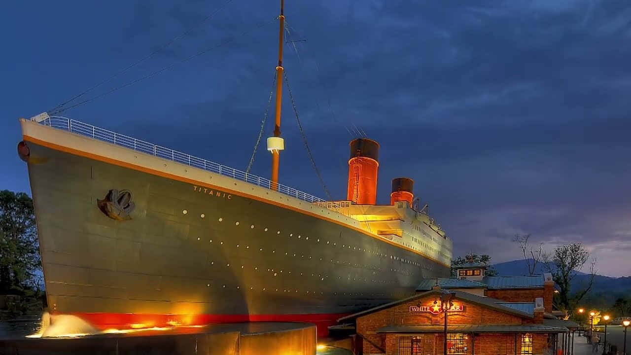 Rms Titanic Museum With Lights Background