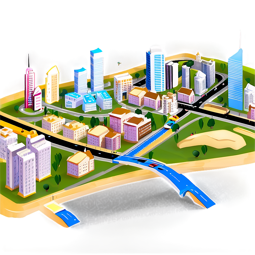 Road Map With Landmarks Png 24 PNG