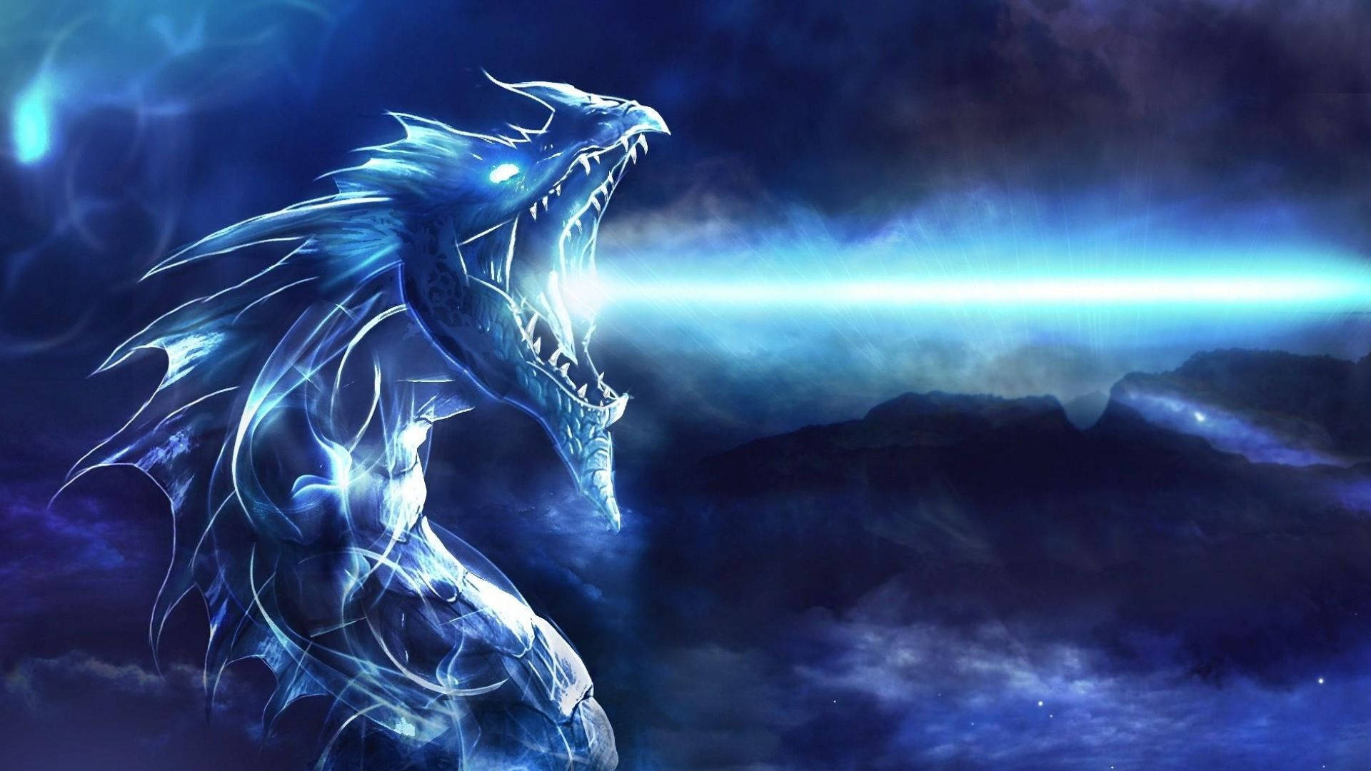 Roaring Blue Ice Dragon Wallpaper