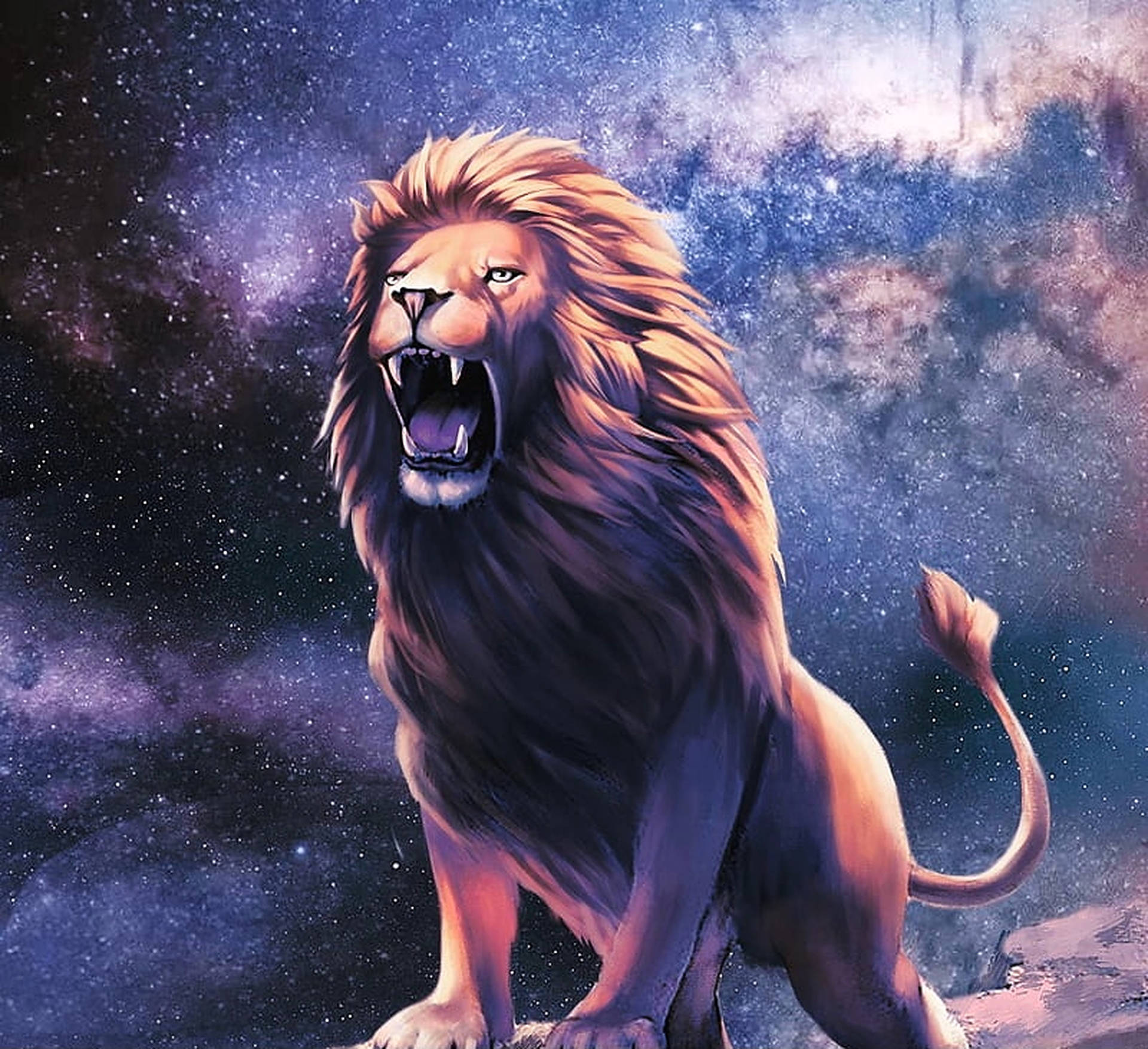 Roaring Galaxy Lion Wallpaper