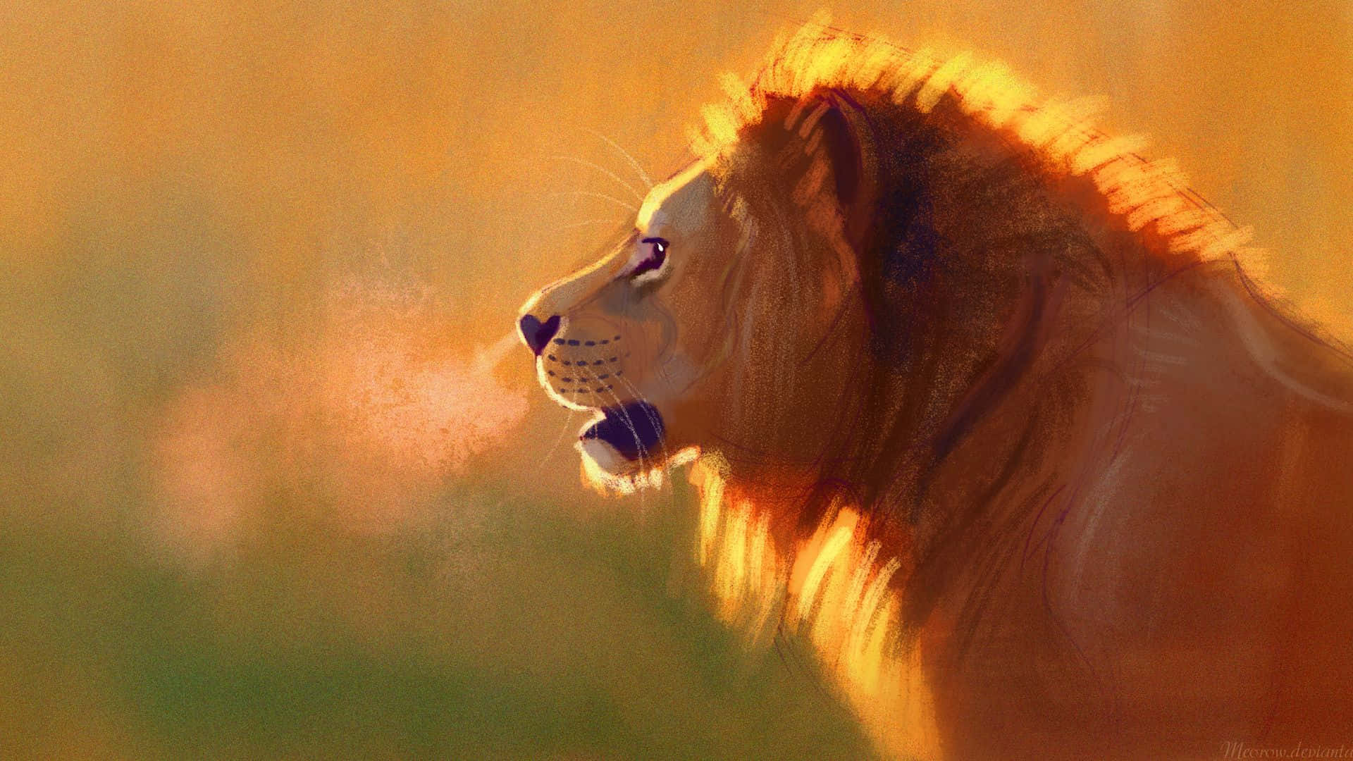 Roaring Lion With Smoke Wallpaper