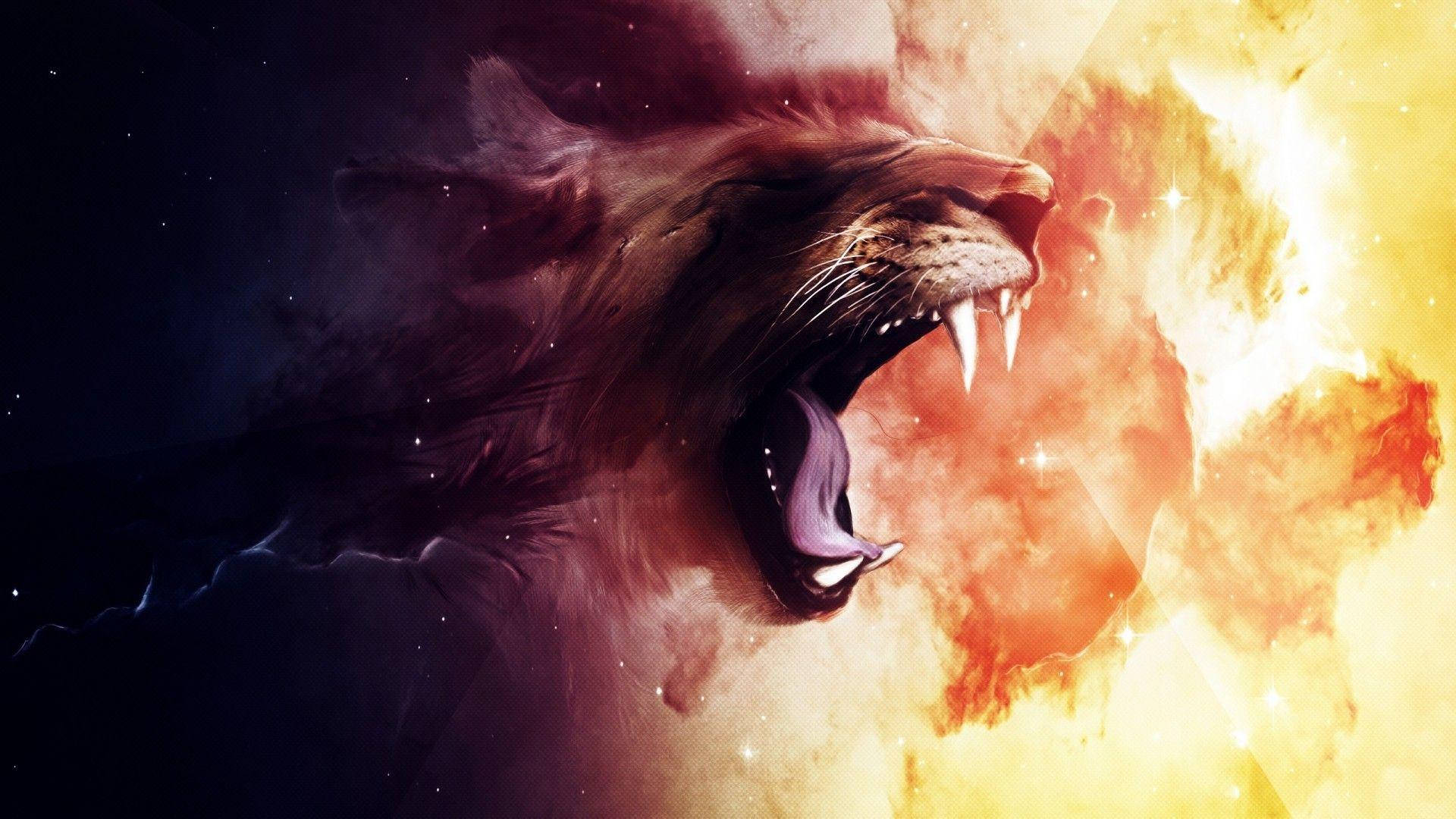 Roaring Lion Graphic Wallpaper