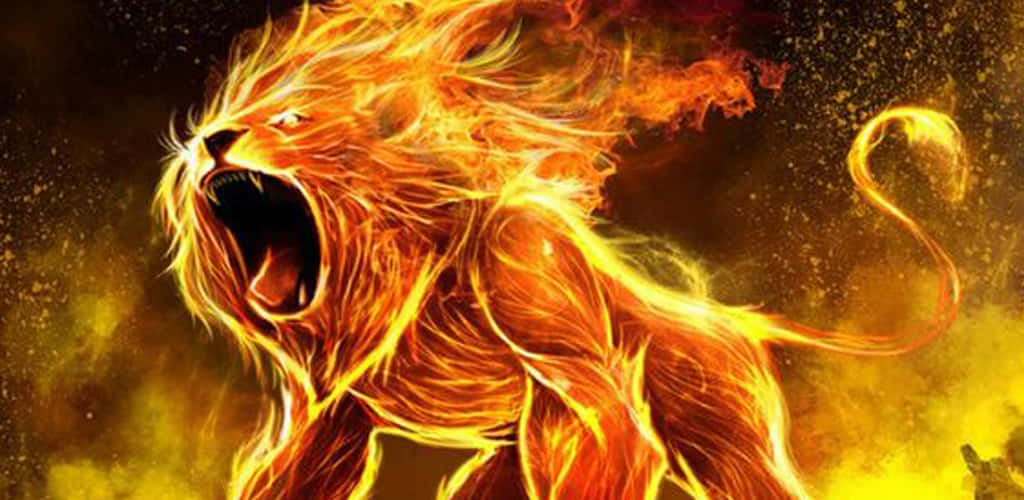 Flaming Roaring Lion Wallpaper
