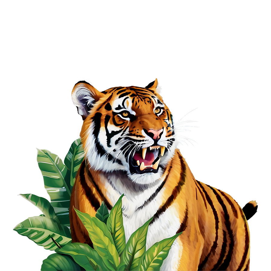 Roaring Tiger In Jungle Png Vll37 PNG