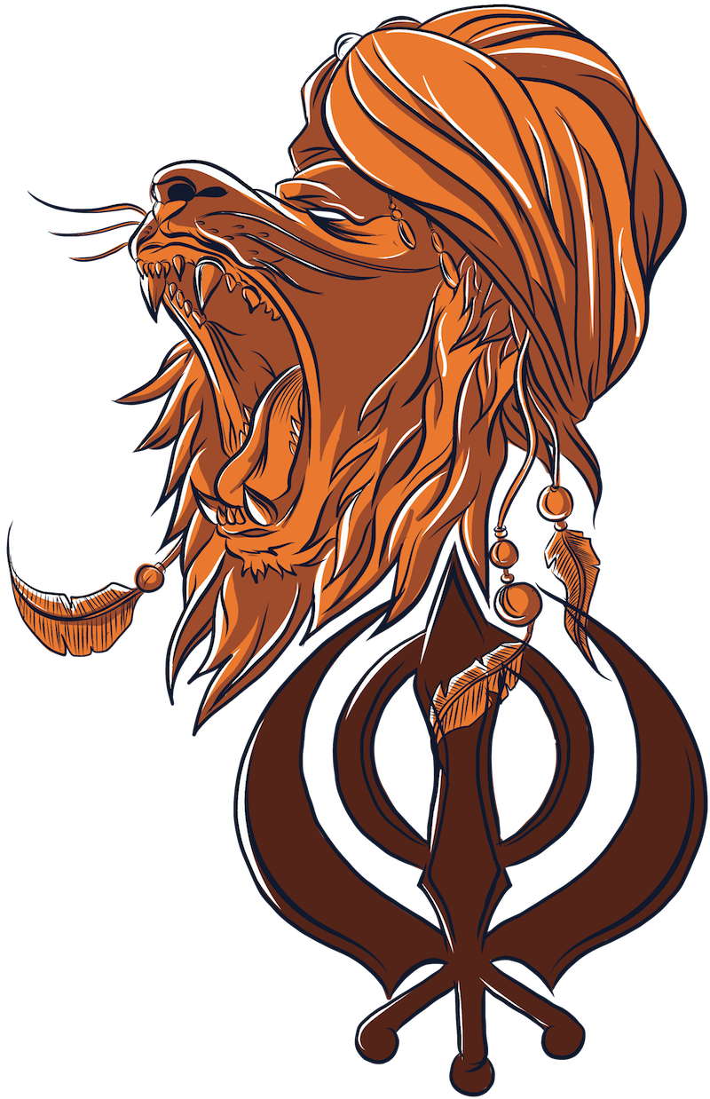 Roaring_ Lion_ Turban_ Khanda_ Symbol PNG
