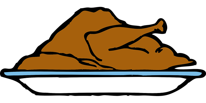 Roast Chickenon Plate Illustration PNG