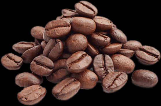 Roasted Coffee Beans Black Background PNG