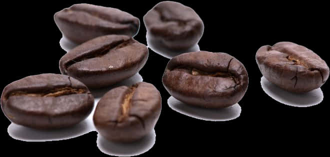 Roasted Coffee Beans Black Background PNG