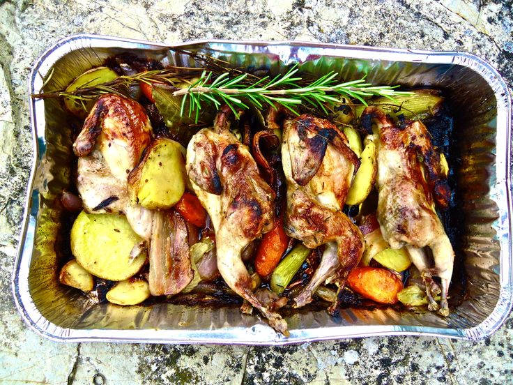 Gourmet Roasted Quails with Sliced Vegetables Wallpaper