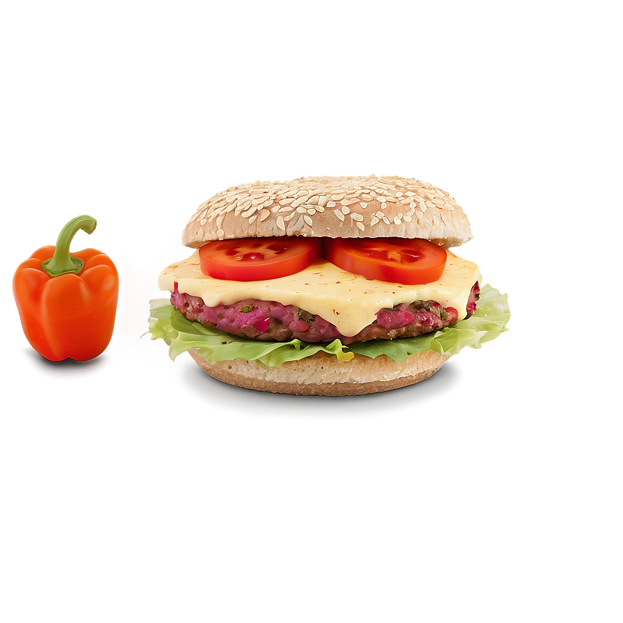 Roasted Red Pepper Hummus Burger Png Qwq7 PNG