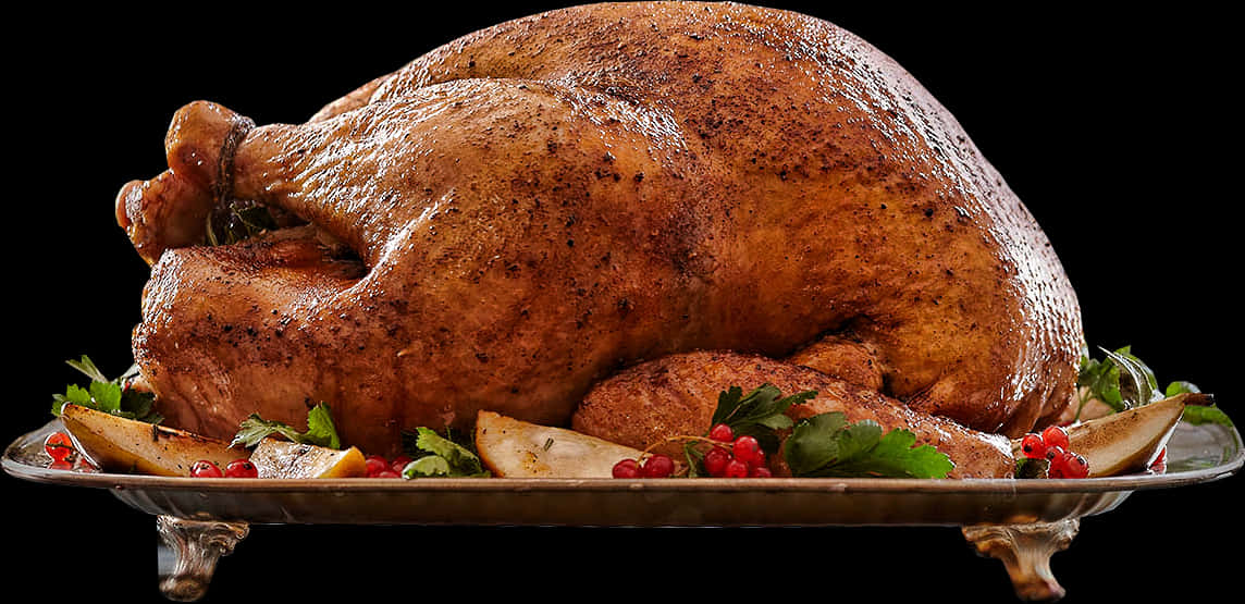 Roasted Thanksgiving Turkeyon Platter PNG